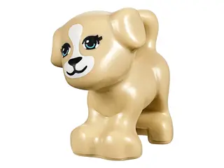 Tan Dog, Friends Style, Puppy, Standing with Medium Azure Eyes with Outline, Black Nose and Mouth, W