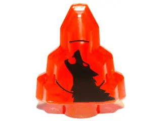 Trans-Neon Orange Rock 1 x 2 Crystal Stepped with Black Wolf Moonstone Pattern