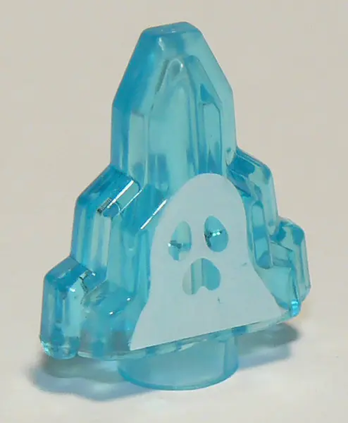 Trans-Light Blue Rock 1 x 2 Crystal Stepped with White Ghost Moonstone Pattern