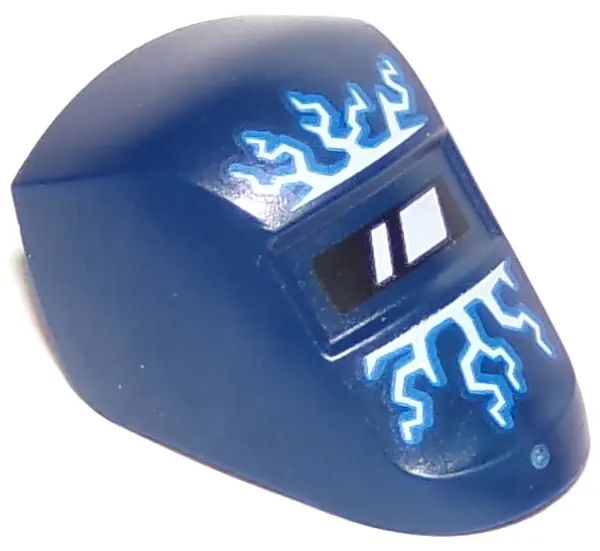 Dark Blue Minifigure, Visor Welding with Lightning Blue and White Pattern