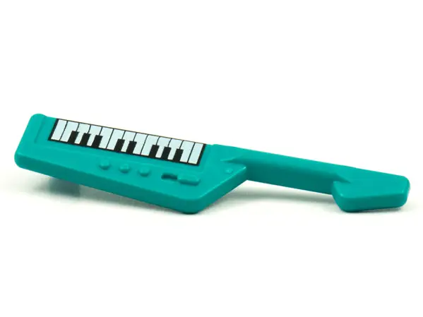 Dark Turquoise Minifigure, Utensil Musical Instrument, Keytar with Black and White Keyboard Pattern 