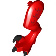 Red Dinosaur Leg Large (Rear) Raptor Left with Pin with Black Claws and Dark Red Scales Pattern