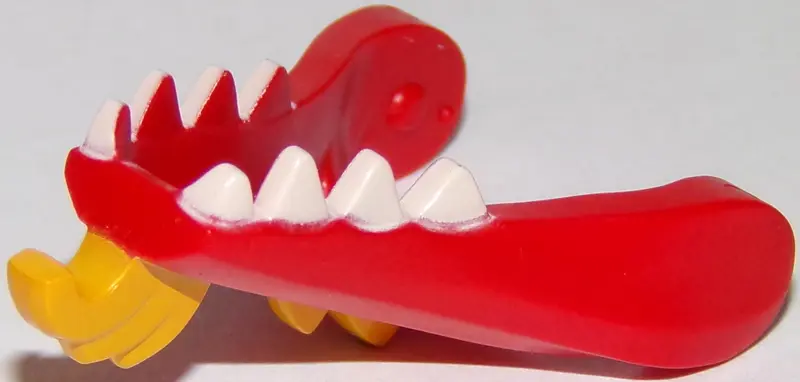 Red Dragon Head (Ninjago) Jaw Lower with White Teeth and Bright Light Orange Beard and Spines Patter