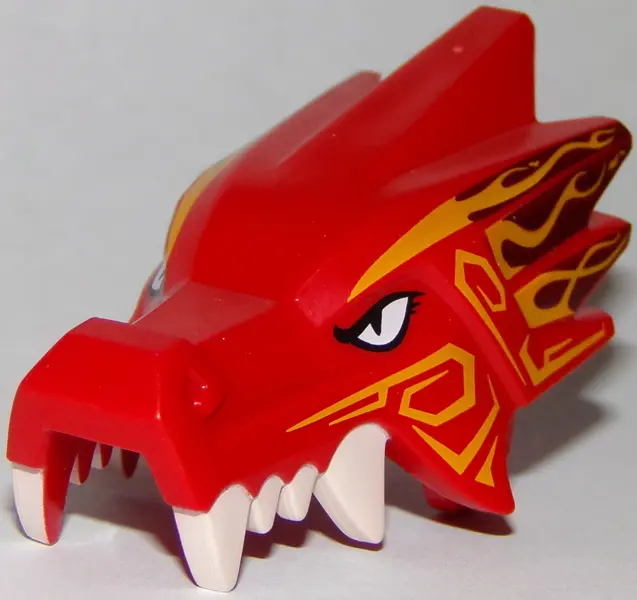 Red Dragon Head (Ninjago) Jaw Upper with Four White Teeth per Side with White Eyes and Bright Light 