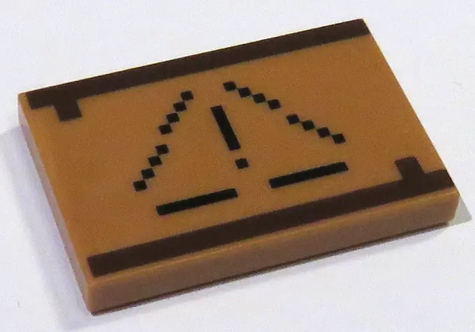 Medium Nougat Tile 2 x 3 with Dark Brown Squares and Lines Pattern (Minecraft Warning Sign)