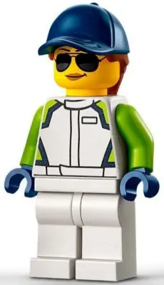 Race Car Mechanic - Female, White Racing Jacket and Legs, Dark Blue Cap with Dark Orange Hair