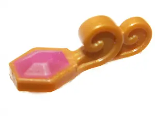 Pearl Gold Minifigure, Turban Pin with Magenta Jewel Pattern