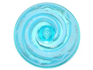 Trans-Light Blue Dish 4 x 4 Inverted (Radar) with Solid Stud with White Swirl Pattern