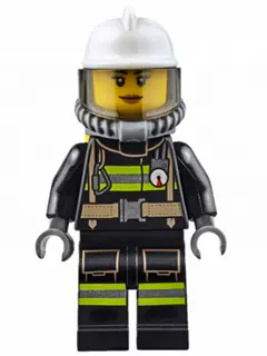 Fire - Reflective Stripes with Utility Belt, White Fire Helmet, Breathing Neck Gear with Air Tanks, 