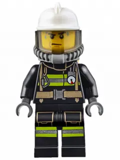 Fire - Reflective Stripes with Utility Belt, White Fire Helmet, Breathing Neck Gear with Air Tanks, 