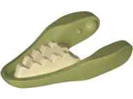 Olive Green Dinosaur Jaw Lower Raptor with Tan Teeth Pattern