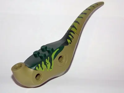 Olive Green Dinosaur Body Raptor with Dark Green Top with Lime Stripes on Sides Pattern