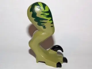 Olive Green Dinosaur Leg Large (Rear) Raptor Right with Pin with Black Claws and Dark Green Stripes 