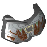 Black Large Figure Chest Armor Small with Reddish Brown Fur, Silver Armor and Tan Fangs Pattern