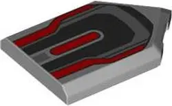 Light Bluish Gray Tile, Modified 2 x 3 Pentagonal with Black, Dark Bluish Gray and Red Armor Plates 