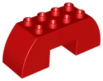 Red Duplo, Brick 2 x 6 x 2 Slope Curved Double with 2 x 2 Cutout on Bottom