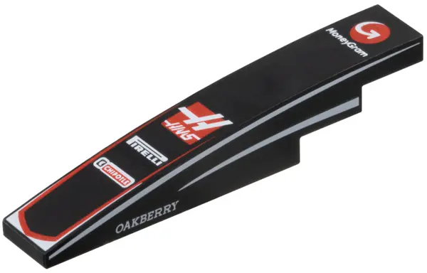 Black Slope, Curved 6 x 1 with Red and White 'MoneyGram', 'HAAS', 'PIRELLI', 'CHIPOTLE' and 'OAKBERR