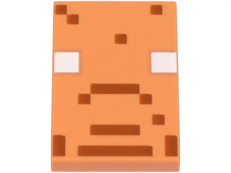 Nougat Tile 2 x 3 with Pixelated White and Dark Orange Squares and Rectangles Pattern (Minecraft Hog