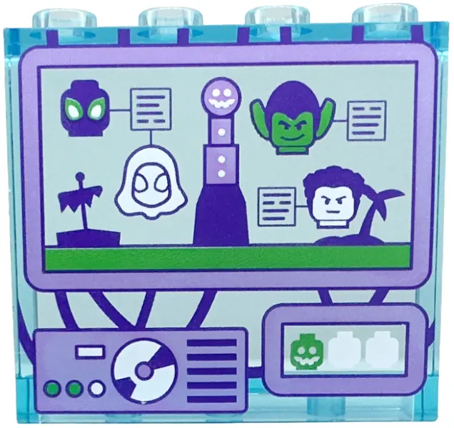 Trans-Light Blue Panel 1 x 4 x 3 with Side Supports - Hollow Studs with Miles Morales, Green Goblin,