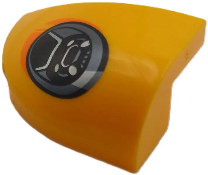 Light Orange Slope, Curved 3 x 2 Left with Black, Dark Silver and Silver Headlight with Orange Shado