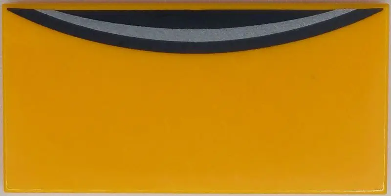 Light Orange Tile 2 x 4 with Dark Silver Curved Line on Black Circle Segment Pattern