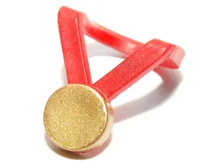 Red Minifigure Neck Medal with Gold Medallion Pattern
