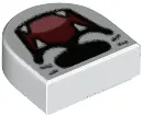 White Tile, Round 1 x 1 Half Circle Extended with Black Nose and Whiskers, Dark Red Open Mouth, Cora
