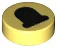 Bright Light Yellow Tile, Round 1 x 1 with Black Eye with Partially Closed Straight Eyelid Pattern