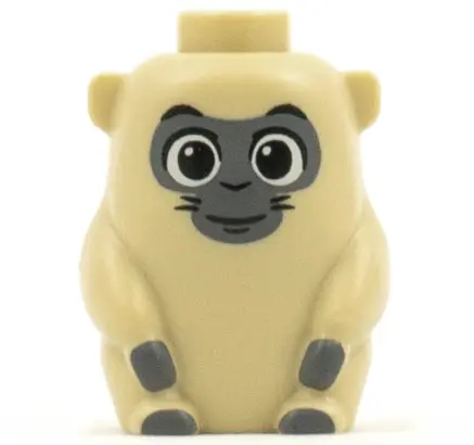 Tan Ongi, Short and Stout with Black Open Eyes, Grin, and Dark Bluish Gray Face and Paws Pattern