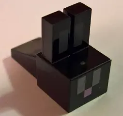 Black Creature Head Pixelated with Long Ears with Dark Bluish Gray Auricles, Light Bluish Gray Eyes,
