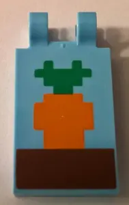 Bright Light Blue Tile, Modified 2 x 3 with 2 Clips with Minecraft Carrot in Ground Pattern