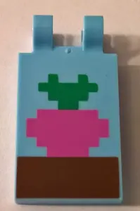 Bright Light Blue Tile, Modified 2 x 3 with 2 Clips with Minecraft Radish in Ground Pattern