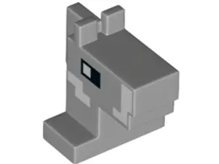 Light Bluish Gray Creature Head Pixelated Horse with Eyes and White Cheek and Side of Nose Pattern (
