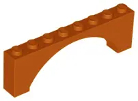 Dark Orange Arch 1 x 8 x 2 Raised