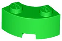 Bright Green Brick, Round Corner 2 x 2 Macaroni with Stud Notch and Reinforced Underside