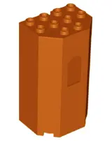 Dark Orange Panel 3 x 4 x 6 Turret Wall with Window