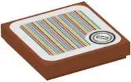 Dark Orange Tile 2 x 2 with Super Mario Scanner Code Coin Pattern (Sticker) - Set 71362