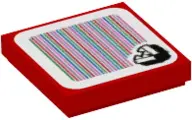 Red Tile 2 x 2 with Super Mario Scanner Code Piranha Plant Pattern (Sticker) - Set 71362