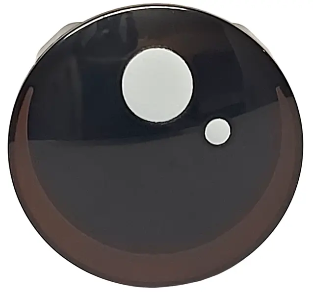 Black Plate, Round 2 x 2 with Rounded Bottom (Boat Stud) with White Pupil and Circle and Dark Brown 