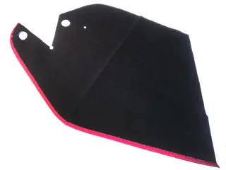 Black Cloth Cape with 3 Holes, Angled for Large Buildable Figures, with Sewn Dark Red Border Pattern