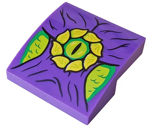 Dark Purple Slope, Curved 2 x 2 x 2/3 with Lime Eye and Muscles Pattern