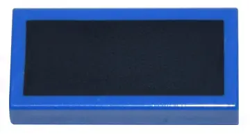 Blue Tile 1 x 2 with Black Rectangle Pattern