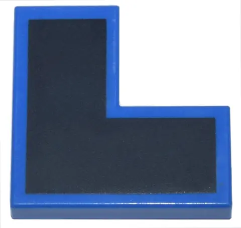 Blue Tile 2 x 2 Corner with Black L-Shape Pattern
