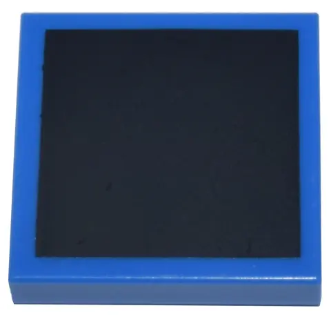 Blue Tile 2 x 2 with Black Square Pattern