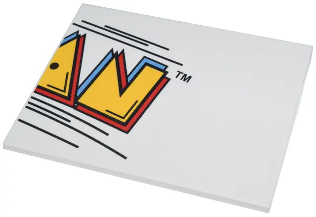 White Slope 10 6 x 8 with PAC-MAN Sign Right Piece, Yellow, Medium Blue, and Red 'AN' and Black Line