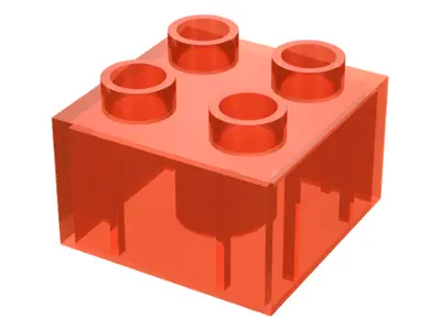 Trans-Neon Orange Duplo, Brick 2 x 2