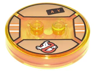 Trans-Yellow Dimensions Toy Tag 4 x 4 x 2/3 with 2 Studs and Trans-Orange Bottom with Ghostbusters L
