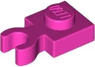 Pink Plate, Modified 1 x 1 with Open O Clip Thick (Vertical Grip)