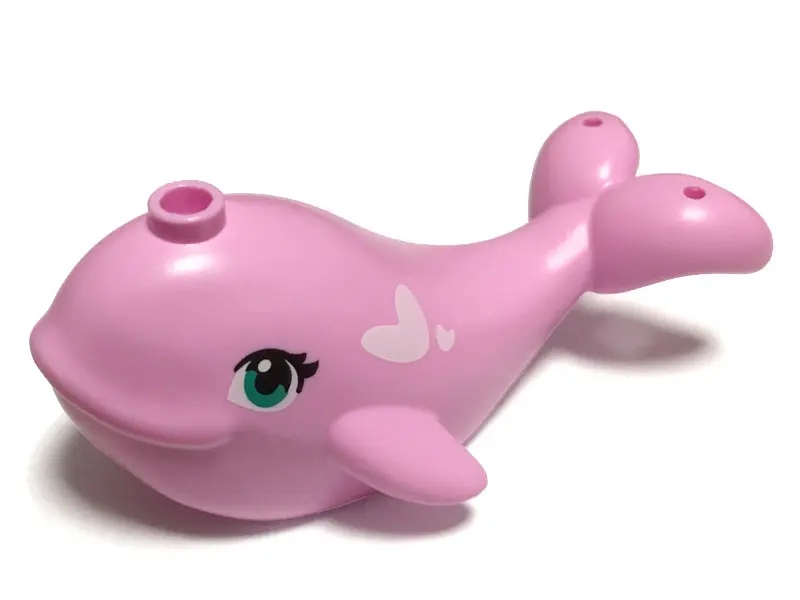Bright Pink Whale, Friends Style with Dark Turquoise Eyes Pattern