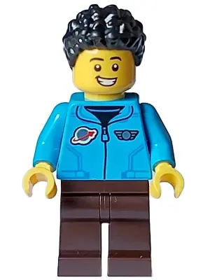 Cozy House Resident - Male, Dark Azure Jacket with Classic Space Logo, Dark Brown Legs, Black Short 